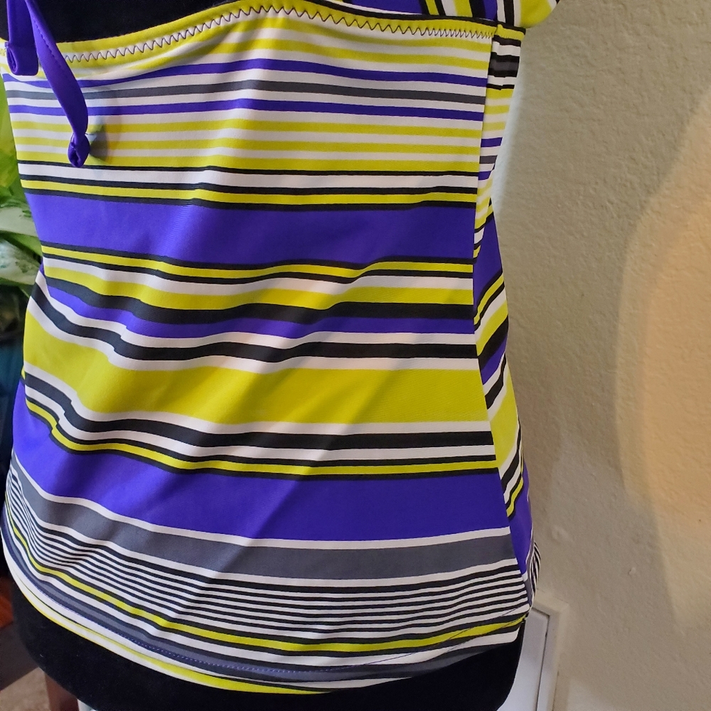 ZeroXposur Bathing Suit Top, Purple Green Black, Size 10 - Picture 6 of 11